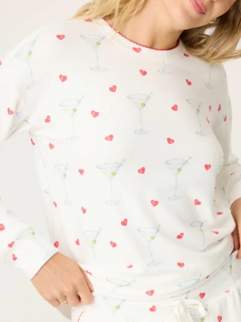 PJ Salvage Happy Hour Martini Print Women's Long-Sleeve Pajama Top M